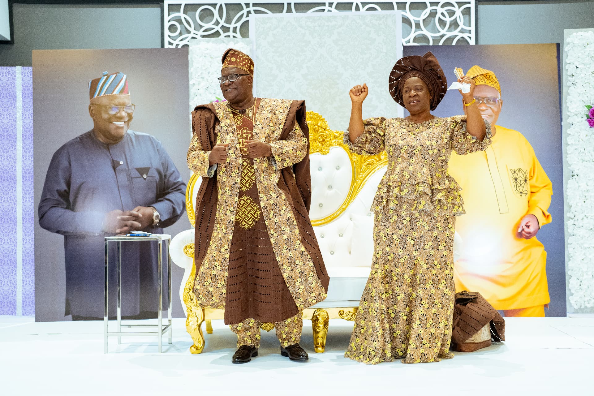 Apostle and Deaconess Odeneye celebrating on stage