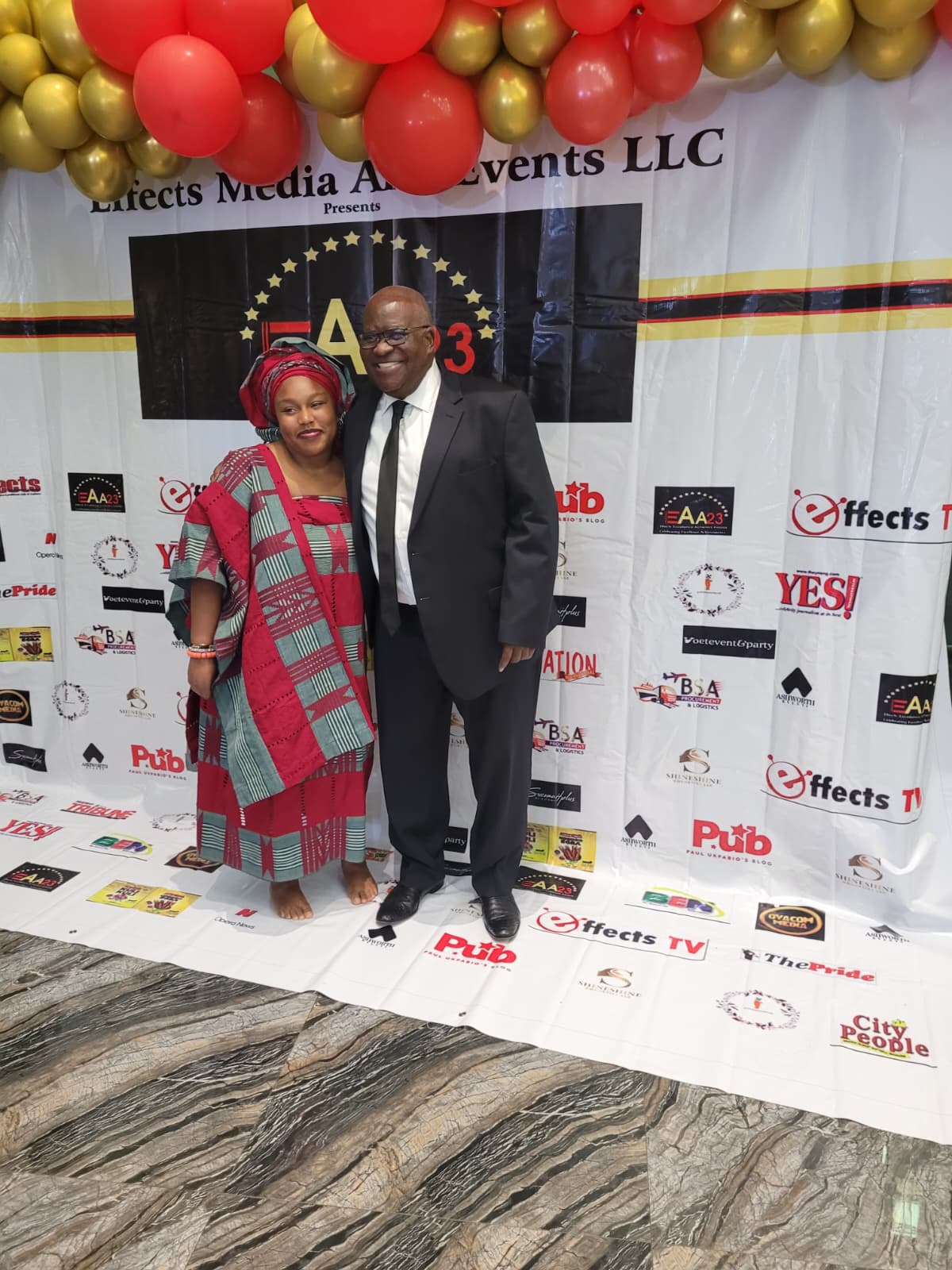 Apostle Odeneye with his granddaughter Tonia at the EAA23 awards night