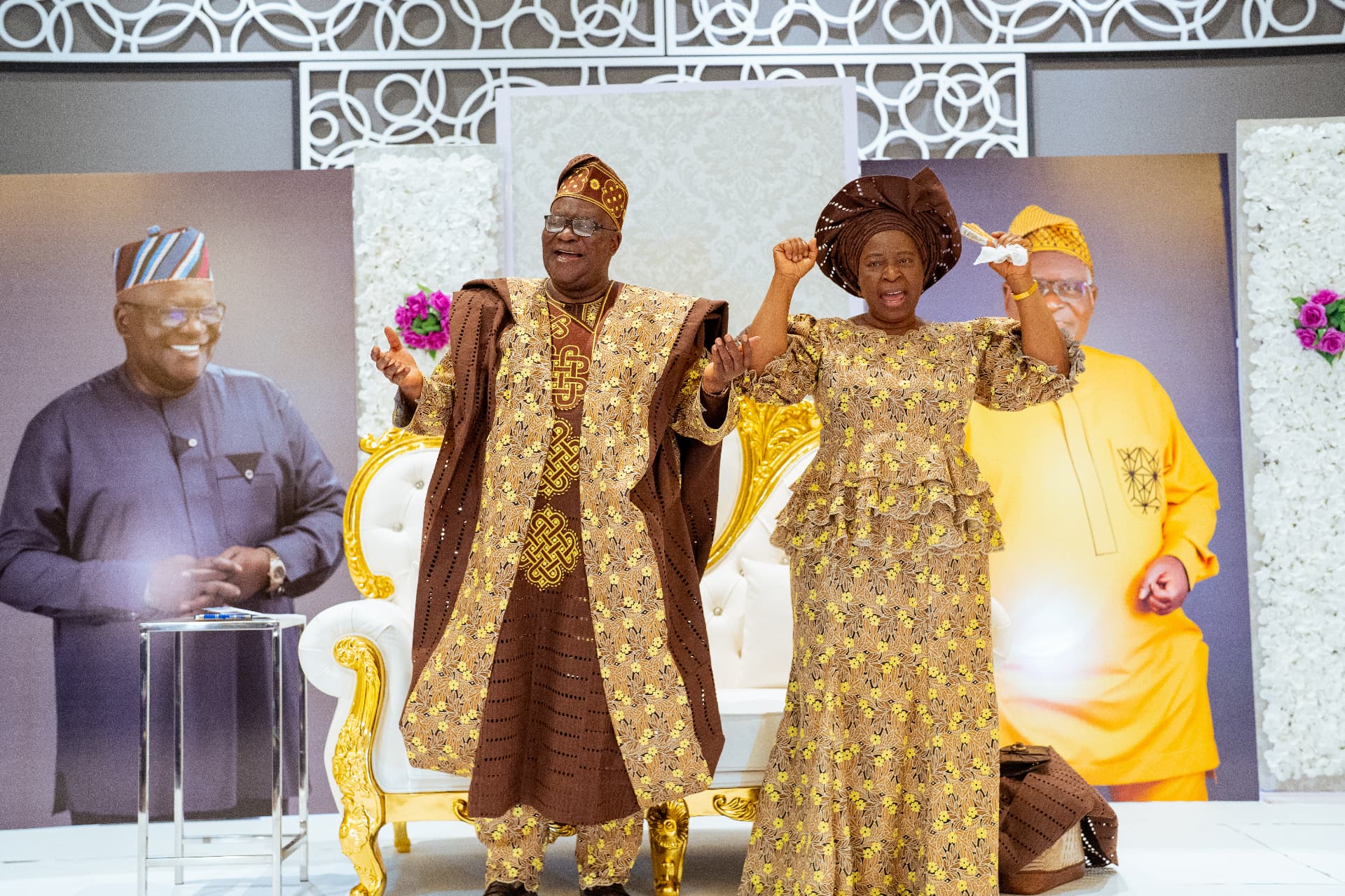 Apostle and Deaconess Odeneye dancing at the celebration